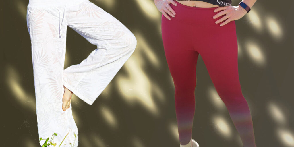 Clothing suitable for Yoga on the left, for Pilates on the right