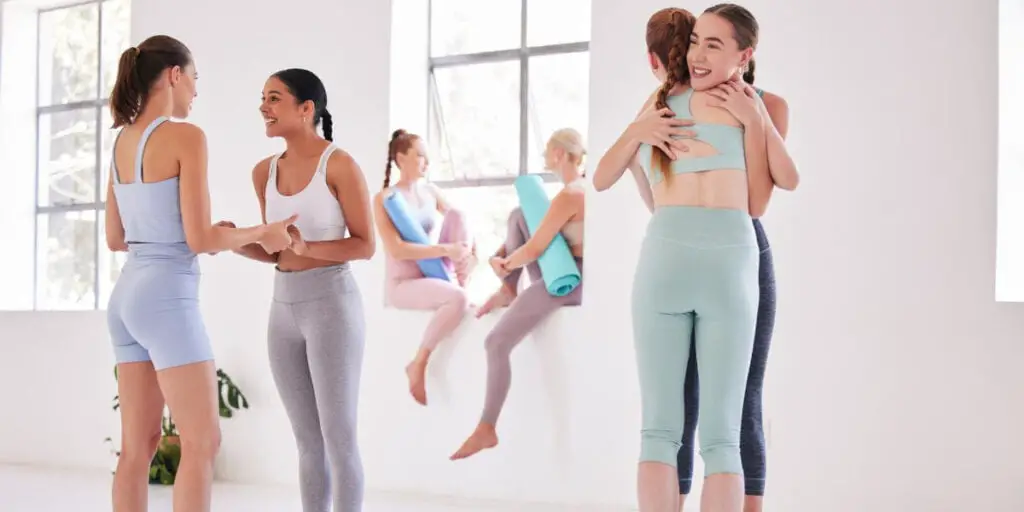 Supportive women at Pilates class