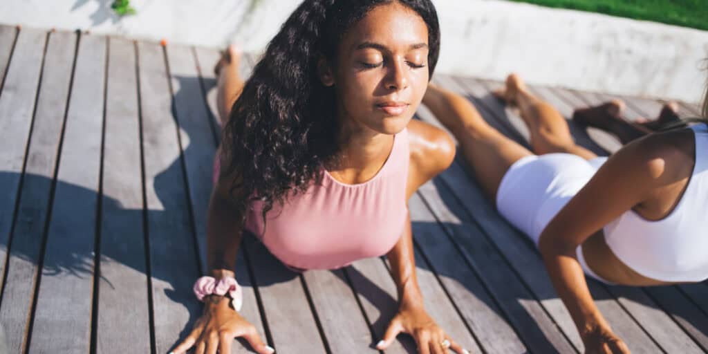 Woman focused on breathing