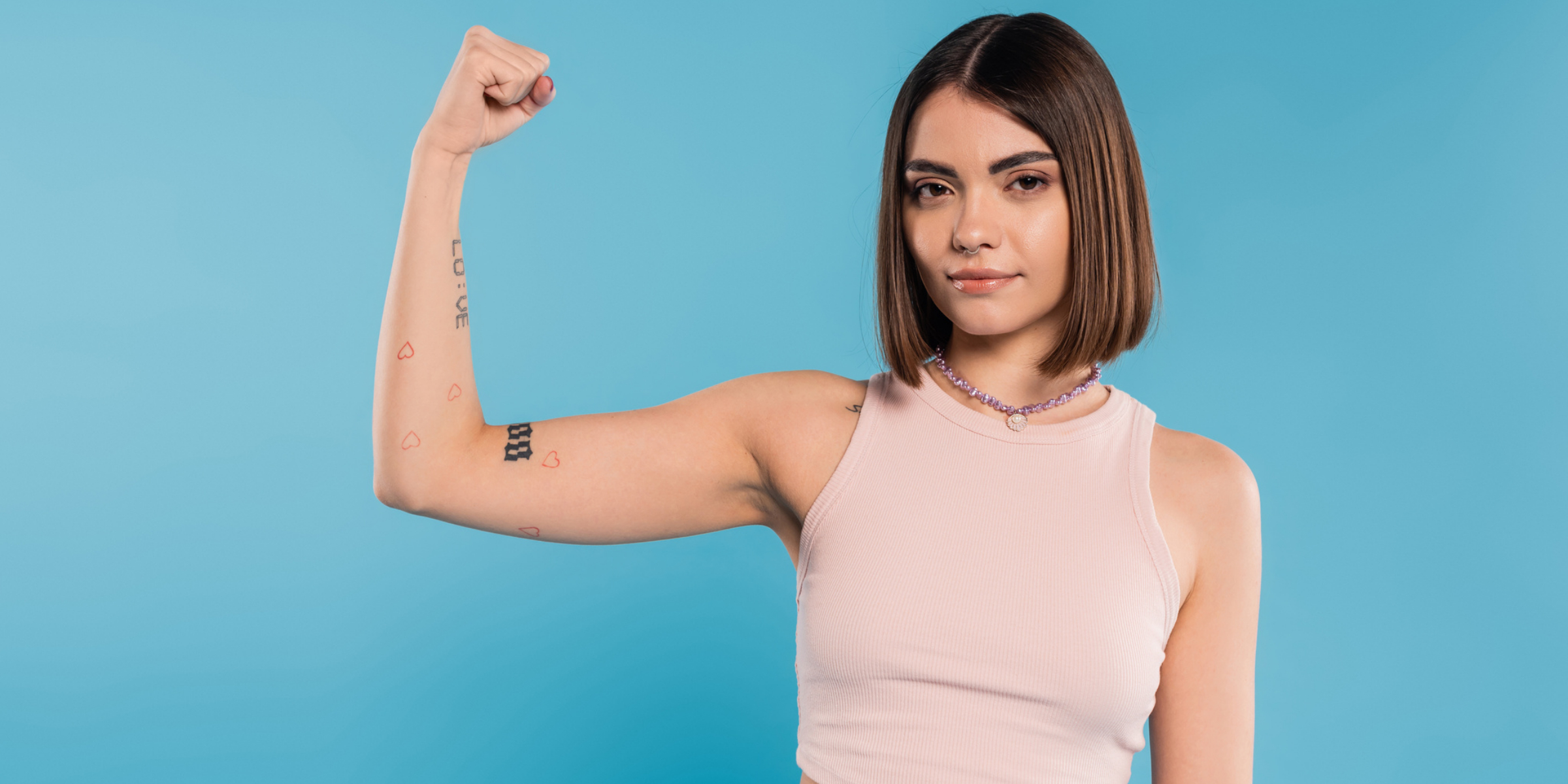 strong woman showing muscle